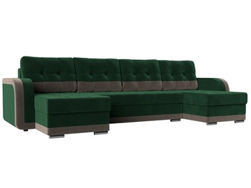 П-образный диван Марсель, Зеленый\Коричневый (велюр) в Химках