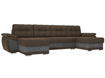 П-образный диван Нэстор, Коричневый/Серый (рогожка) в Подольске