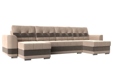 П-образный диван Честер, Бежевый/коричневый (велюр) в Одинцово