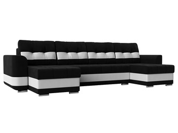 П-образный диван Честер, Черный/белый (вельвет/экокожа) в Подольске
