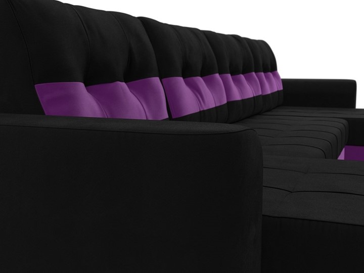 П-образный диван Честер, Черный/фиолетовый (вельвет) в Москве - изображение 3