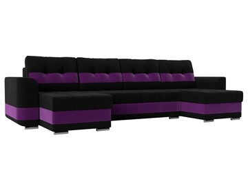 П-образный диван Честер, Черный/фиолетовый (вельвет) в Москве - предосмотр
