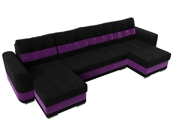 П-образный диван Честер, Черный/фиолетовый (вельвет) в Москве - изображение 4