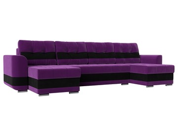 П-образный диван Честер, Фиолетовый/черный (вельвет) в Москве