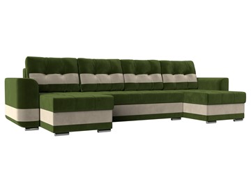 П-образный диван Честер, Зеленый/бежевый (вельвет) в Подольске