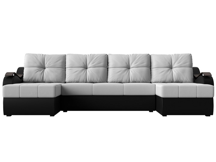 П-образный диван Меркурий П, Белый/черный (экокожа) в Москве - изображение 1