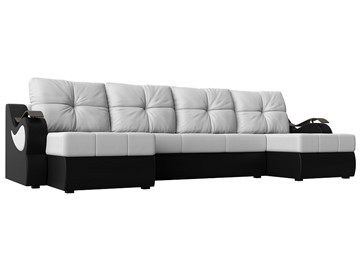 П-образный диван Меркурий П, Белый/черный (экокожа) в Москве