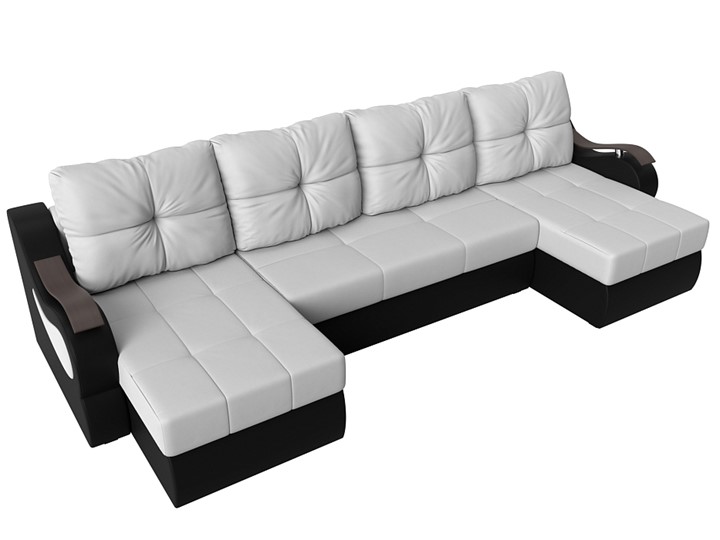 П-образный диван Меркурий П, Белый/черный (экокожа) в Москве - изображение 4