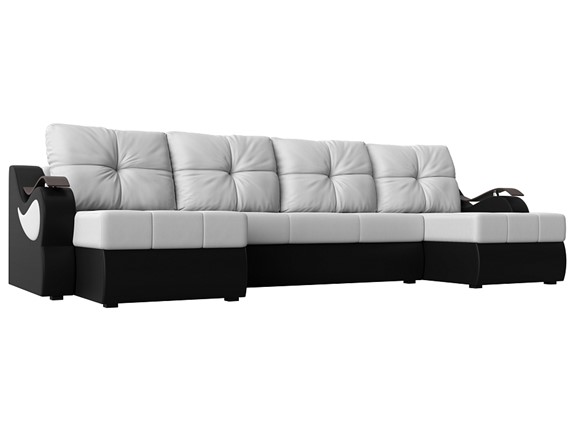 П-образный диван Меркурий П, Белый/черный (экокожа) в Москве - изображение