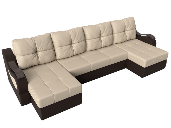 П-образный диван Меркурий П, Бежевый/коричневый (экокожа) в Москве - изображение 4
