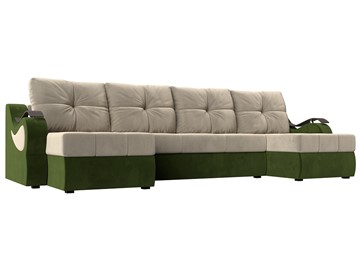 П-образный диван Меркурий П, Бежевый/зеленый (вельвет) в Серпухове