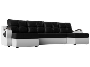 П-образный диван Меркурий П, Черный/белый (экокожа) в Одинцово