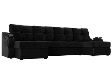 П-образный диван Меркурий П, Черный\Черный (Велюр\Экокожа) в Химках