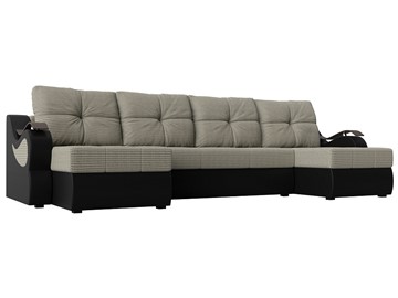 П-образный диван Меркурий П, Корфу 02 (рогожка)/черный (экокожа) в Подольске