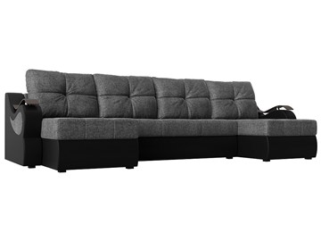 П-образный диван Меркурий П, Серый/черный (рогожка/экокожа) в Серпухове