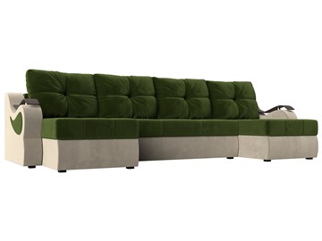 П-образный диван Меркурий П, Зеленый/бежевый (вельвет) в Одинцово