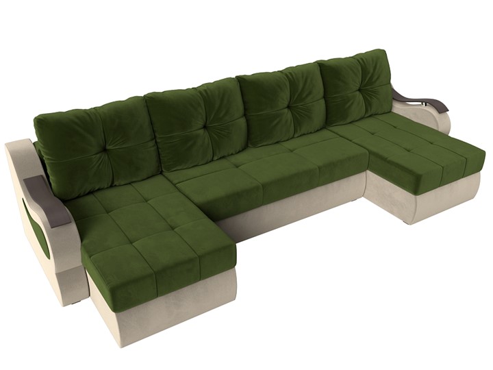 П-образный диван Меркурий П, Зеленый/бежевый (вельвет) в Москве - изображение 4