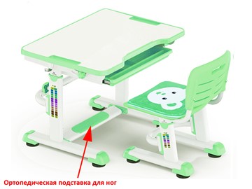 Парта растущая и стул Mealux BD-08 Teddy, green, зеленая в Москве - предосмотр