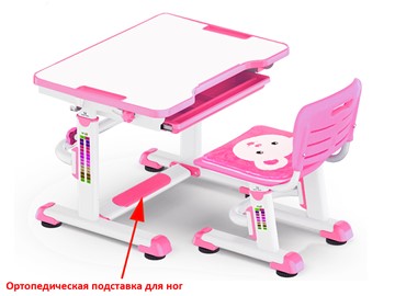 Растущая парта и стул Mealux BD-08 Teddy, pink, розовая в Москве