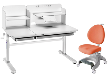 Комплект парта + кресло Iris II Grey + Cielo Orange + чехол для кресла в подарок в Одинцово