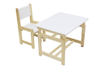 Растущий комплект мебели POLINI Kids ECO 400 SM 68Х55 Белый / Натуральный в Одинцово