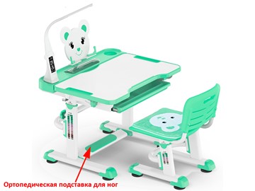 Растущий стол и стул Mealux EVO BD-04 Teddy New XL, с лампой, green, зеленая в Москве - предосмотр