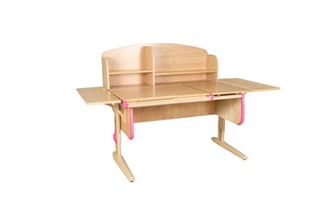 Растущий стол 1/75-40 (СУТ.25) + Polka_b 1/550 (2 шт.) + Polka_n 1/1200  бежевый/бежевый/розовый в Химках