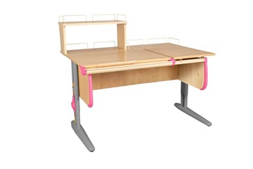 Детский стол-трансформер 1/75-40 (СУТ.25) + Polka_z 1/600 + Polka_zz 1/600 бежевый/серый/розовый в Одинцово