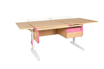 Детский стол-трансформер 1/75-40 (СУТ.25) + Polka_z 1/600 (2 шт.) + Polka_b 1/550 (2 шт.)  + Tumba 1 бежевый/белый/розовый в Подольске