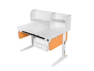Детский стол-трансформер Lp/70-45 (СУТ.62 PRO) + Tumba 8 с лотком белый/белый/оранжевый в Одинцово