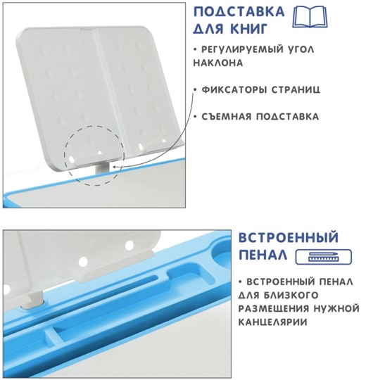 Растущий стол SET Holto-18 голубой в Москве - изображение 6
