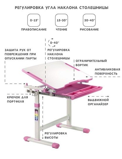 Парта-трансформер SET Holto-2 розовый в Москве - изображение 6