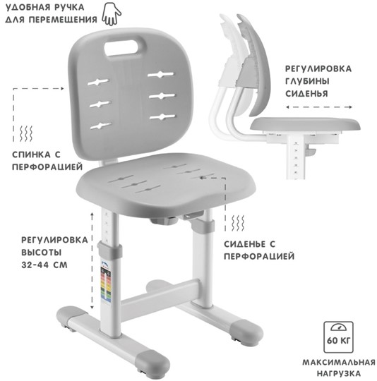 Парта регулируемая SET Holto-2 серый в Москве - изображение 5