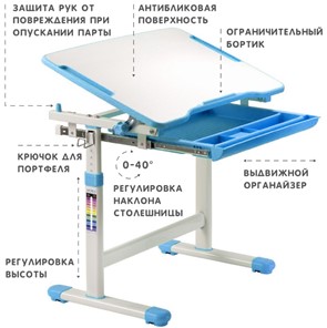 Растущий стол SET Holto-2 голубой в Москве - предосмотр 5