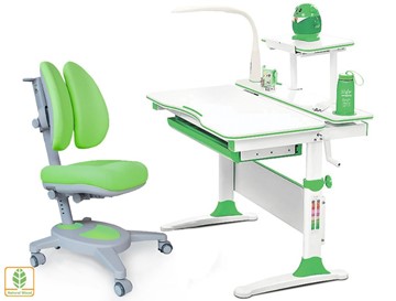 Растущая парта + стул Комплект Mealux EVO Evo-30 Z (арт. Evo-30 Z + Y-115 KZ), серый, зеленый в Химках