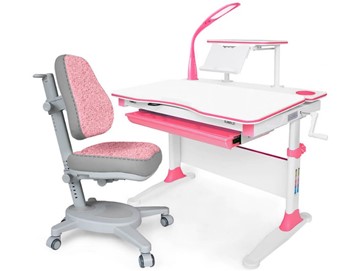 Растущая парта + стул Комплект Mealux EVO Evo-30 BL (арт. Evo-30 BL + Y-115 KBL), серый, розовый в Химках