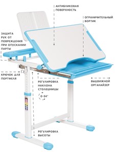 Растущая парта и растущий стул SET HOLTO-17А, голубой в Москве - предосмотр 5