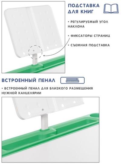 Растущие парта + стул SET HOLTO-17А, зеленый в Подольске - изображение 6