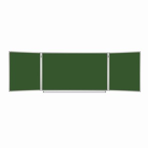 Доска  для мела 3-х элементная 100х150/300 см, 5 рабочих поверхностей, зеленая, BRAUBERG, 231707 в Одинцово
